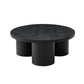 Cid Smith 36 Inch Coffee Table Round Top and Legs Black Solid Oak Wood By Casagear Home BM317573