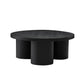 Cid Smith 36 Inch Coffee Table, Round Top and Legs, Black Solid Oak Wood By Casagear Home