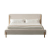 Cid Ellie Queen Size Bed, Ivory Polyester Upholstery, Solid Rubberwood By Casagear Home