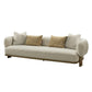 Reno Tira 102 Inch Sofa Beige Polyester 4 Accent Pillows Solid Wood By Casagear Home BM317581