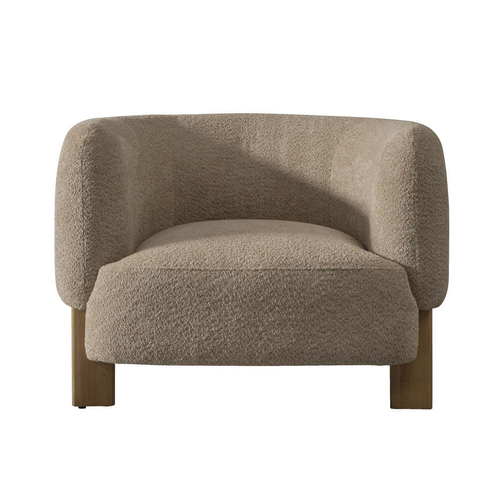 Reno Tira 38 Inch Accent Chair Taupe Polyester Foam Cushions Solid Wood By Casagear Home BM317583