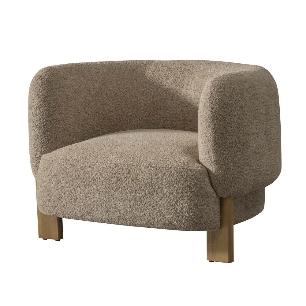 Reno Tira 38 Inch Accent Chair Taupe Polyester Foam Cushions Solid Wood By Casagear Home BM317583