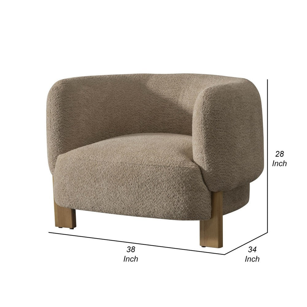 Reno Tira 38 Inch Accent Chair Taupe Polyester Foam Cushions Solid Wood By Casagear Home BM317583