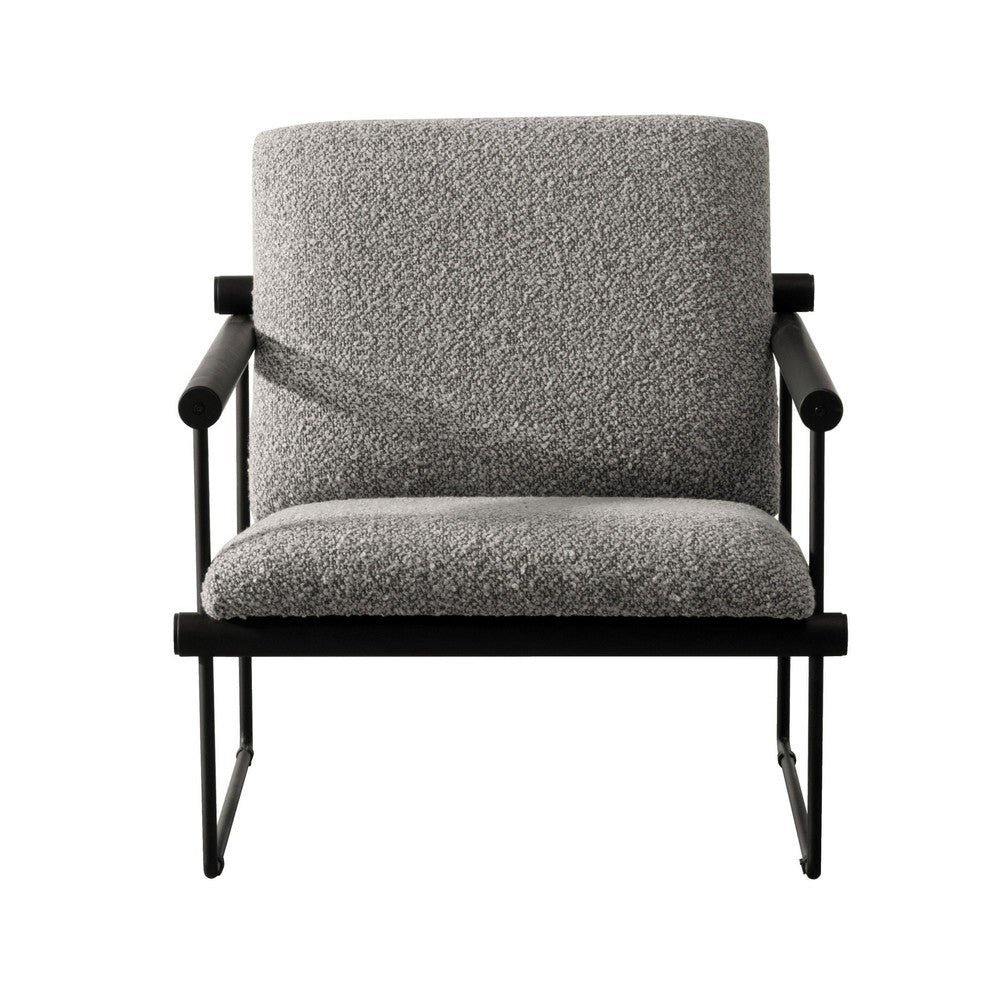 Cid Vina 28 Inch Accent Chair Gray Polyester Cushions Black Metal Frame By Casagear Home BM317584