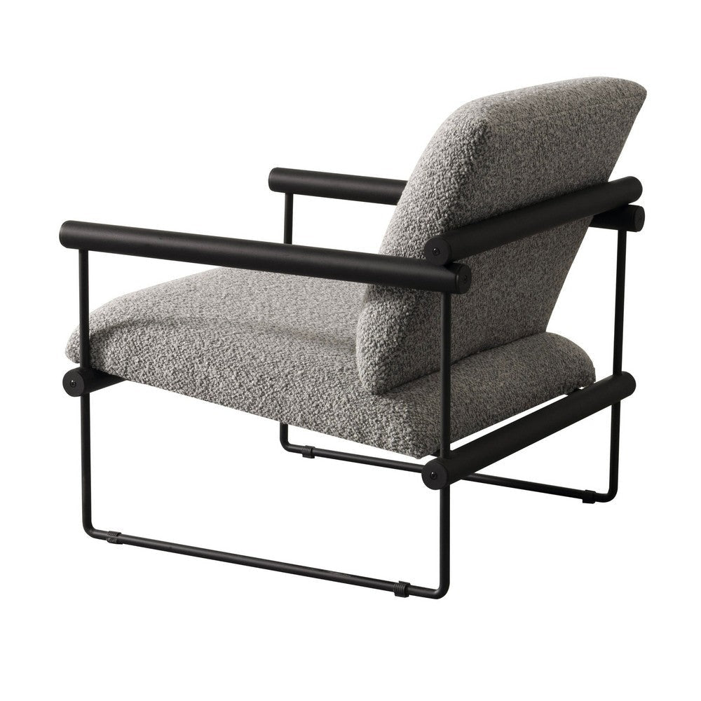 Cid Vina 28 Inch Accent Chair Gray Polyester Cushions Black Metal Frame By Casagear Home BM317584