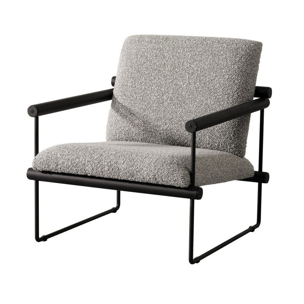 Cid Vina 28 Inch Accent Chair Gray Polyester Cushions Black Metal Frame By Casagear Home BM317584