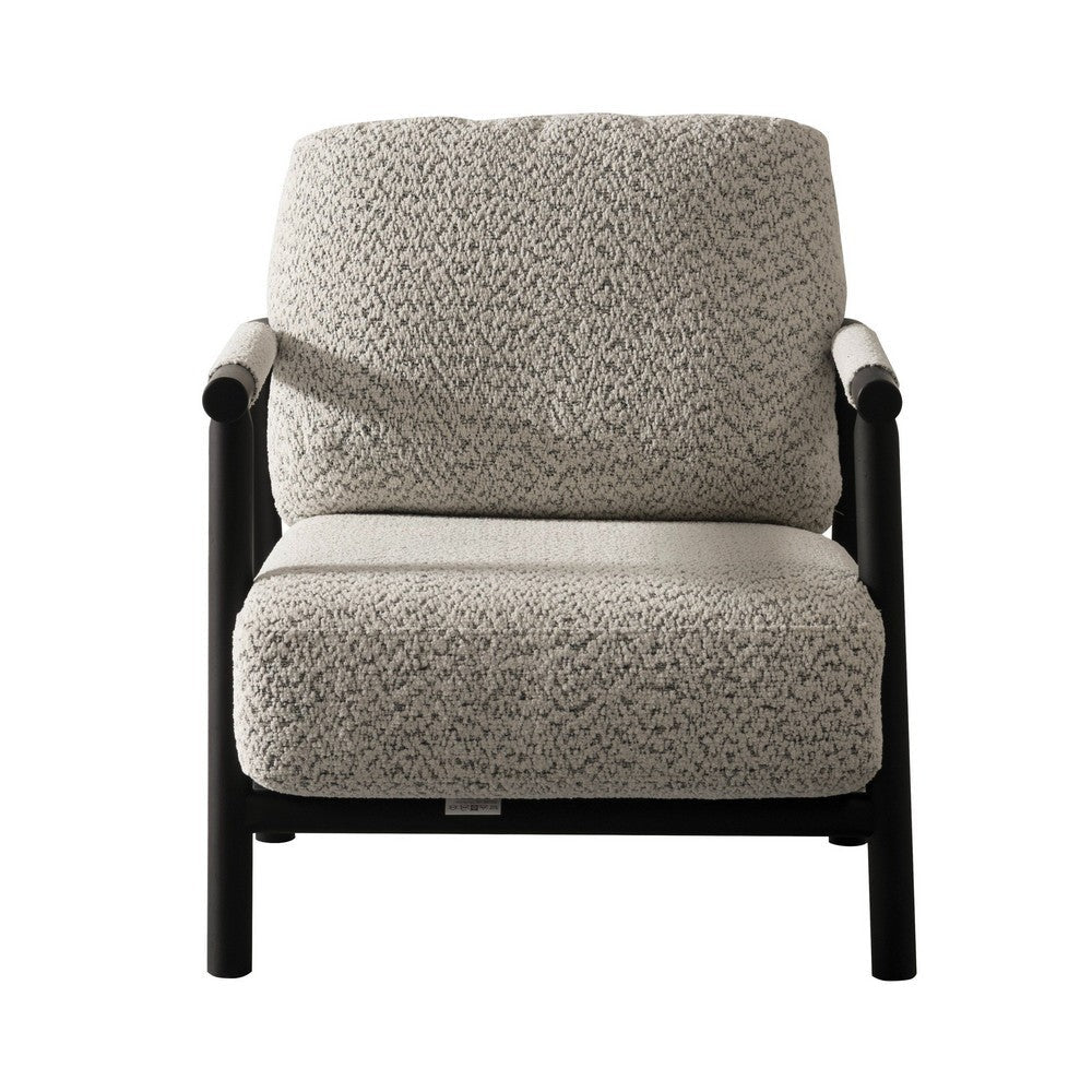 Cid Bali 28 Inch Accent Chair Gray Polyester Cushions Black Metal Wood By Casagear Home BM317585