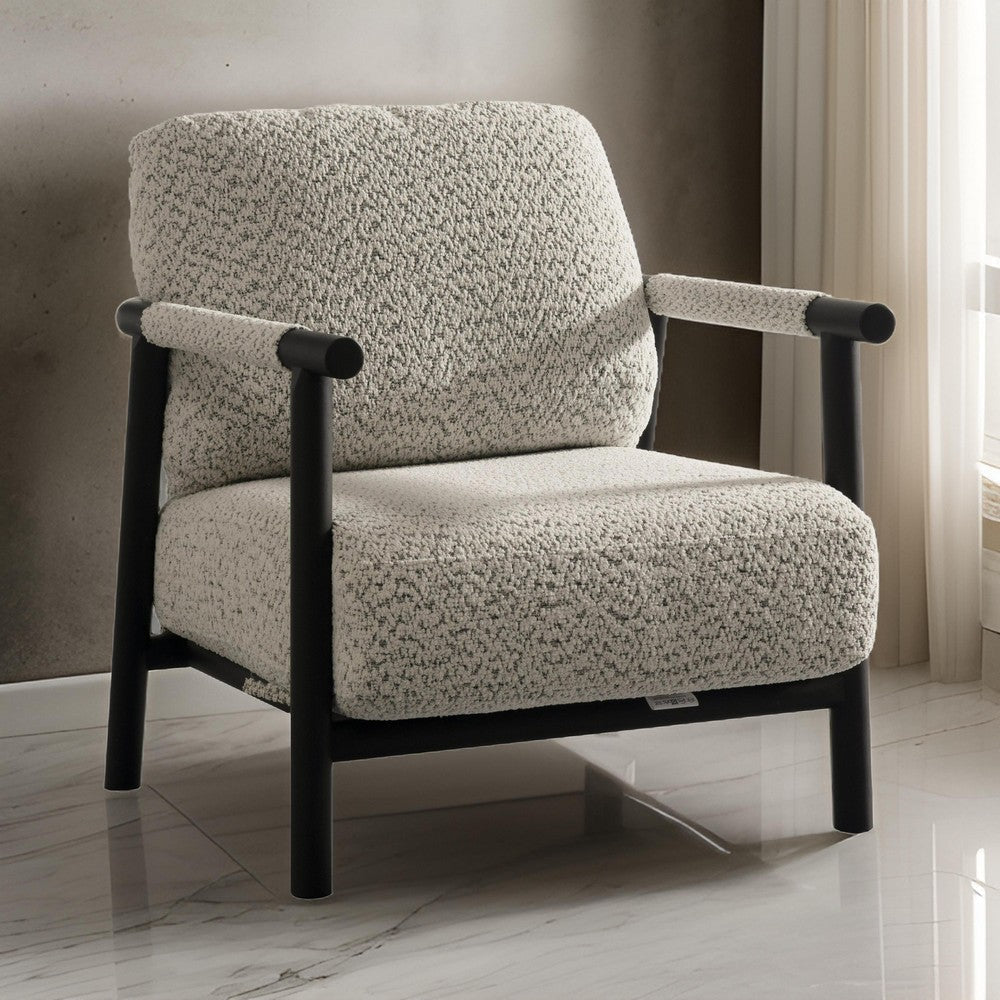 Cid Bali 28 Inch Accent Chair Gray Polyester Cushions Black Metal Wood By Casagear Home BM317585