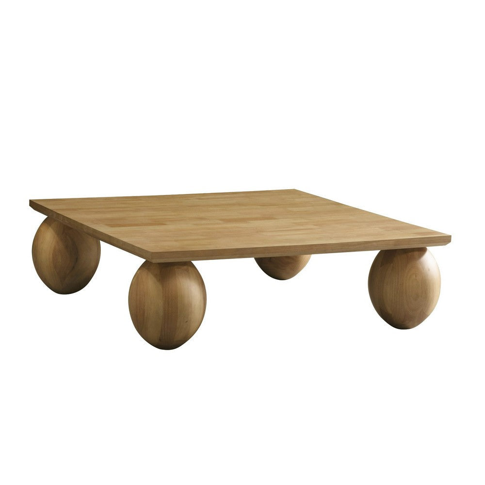 Cid Nysa 48 Inch Coffee Table Square Brown Solid Rubberwood 4 Oval Legs By Casagear Home BM317590