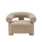 Cid Lami 37 Inch Accent Chair Tan Brown Faux Sheepskin Solid Oak Wood By Casagear Home BM317593