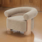 Cid Lami 37 Inch Accent Chair Tan Brown Faux Sheepskin Solid Oak Wood By Casagear Home BM317593