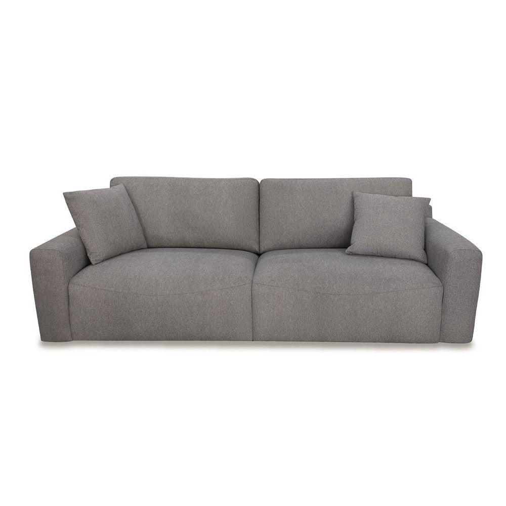 Reno Lorie 95 Inch Sofa Gray Polyester 2 Pillows Low Profile Black Legs By Casagear Home BM317598