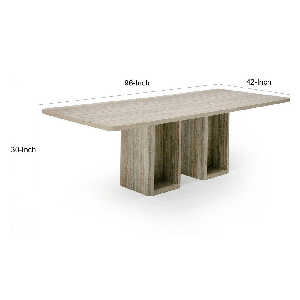 Noe Mali 96 Inch Dining Table Rectangular Double Pedestal Base Gray Wood By Casagear Home BM317607