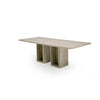 Noe Mali 96 Inch Dining Table, Rectangular, Double Pedestal Base, Gray Wood By Casagear Home