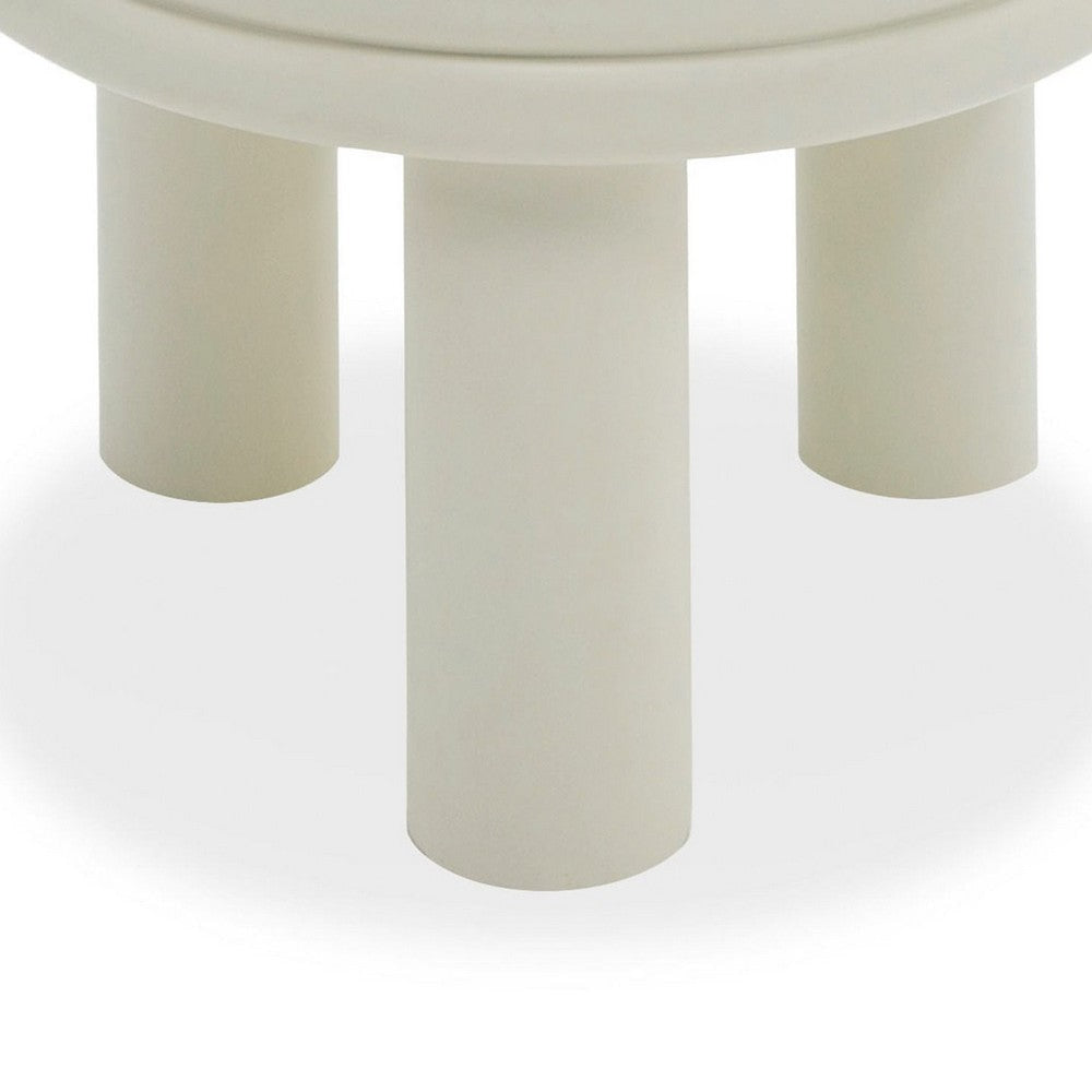 Cid Finley 20 Inch Side End Table Round Tiered Design White Gloss Wood By Casagear Home BM317609