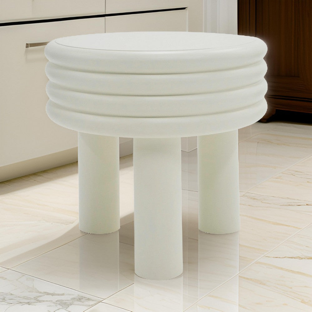 Cid Finley 20 Inch Side End Table Round Tiered Design White Gloss Wood By Casagear Home BM317609