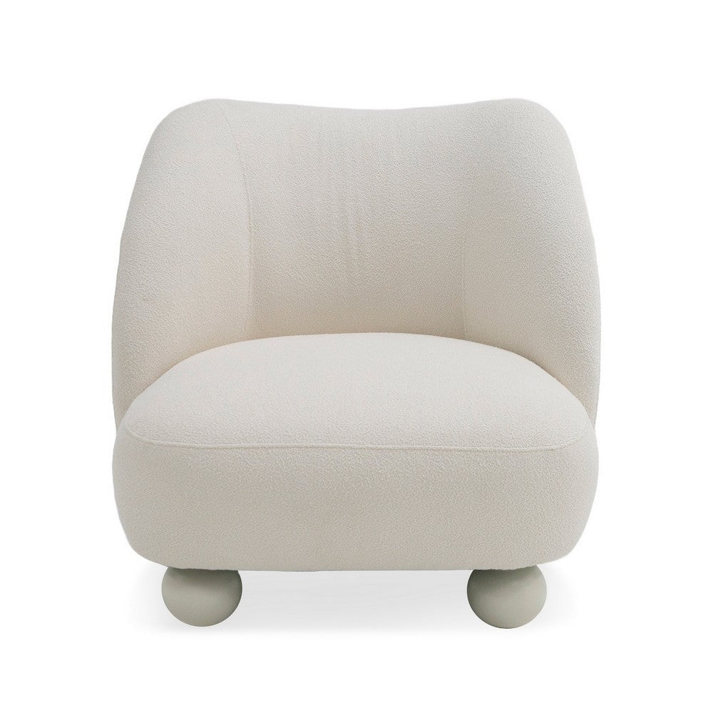 Reno Loy 31 Inch Accent Chair White Polyester Modern Round Legs By Casagear Home BM317611