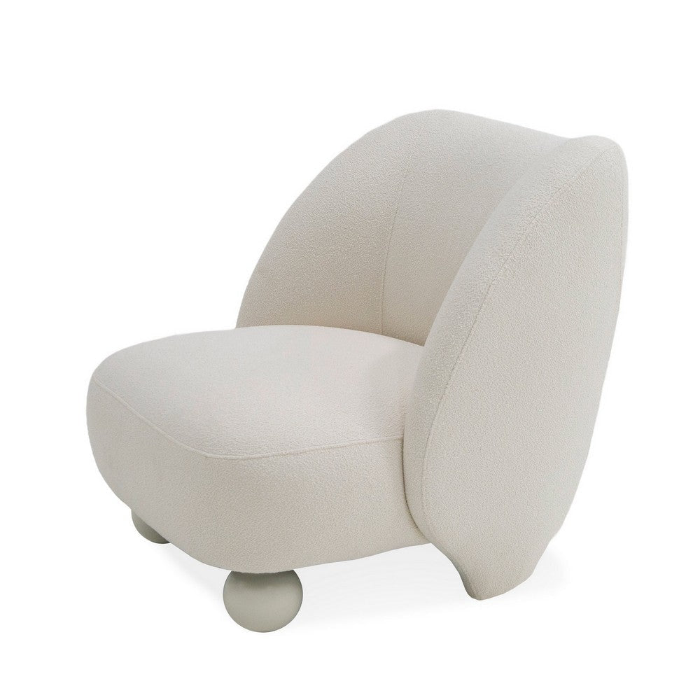 Reno Loy 31 Inch Accent Chair, White Polyester, Modern Round Legs By Casagear Home