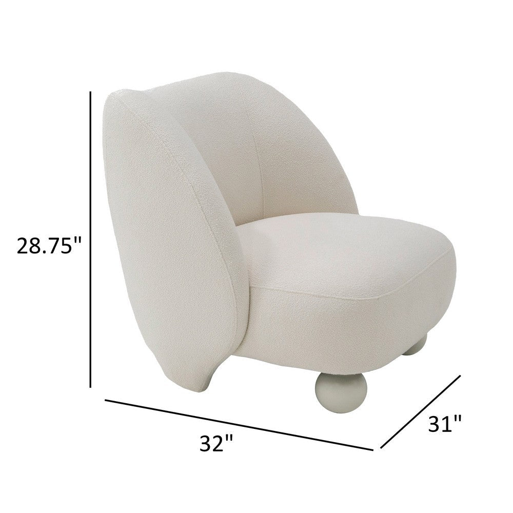 Reno Loy 31 Inch Accent Chair White Polyester Modern Round Legs By Casagear Home BM317611