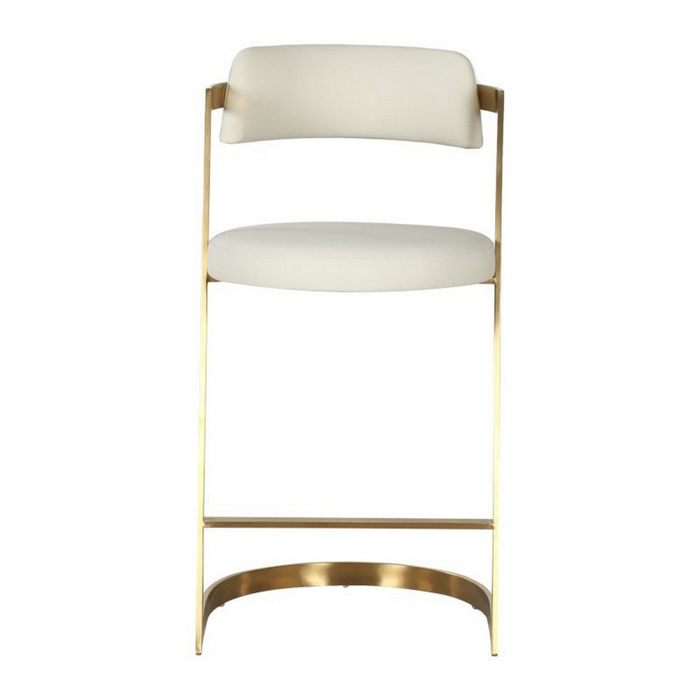 Cid Sandra Counter Height Stool Chair Beige Pleather Gold Steel Frame By Casagear Home BM317613