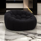 Reno Ola 48 Inch Accent Chair Tufted Cushions Round Black Teddy Fabric By Casagear Home BM317619