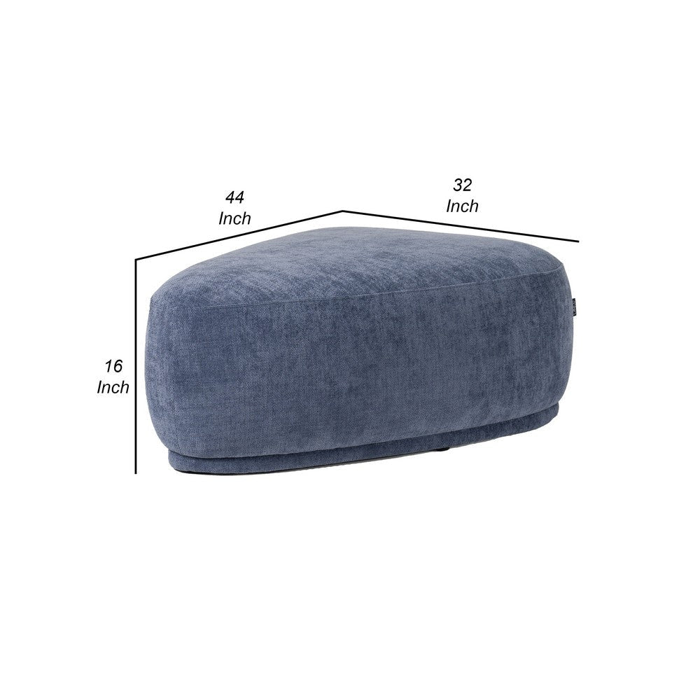 Reno Kini 44 Inch Ottoman River Rock Shape Blue Polyester Wood Frame By Casagear Home BM317621