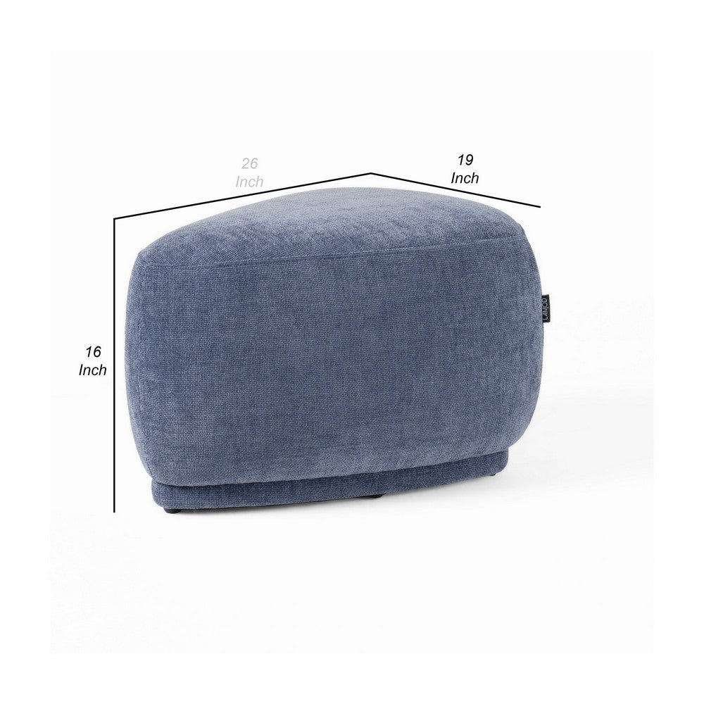 Reno Kini 26 Inch Ottoman River Rock Shape Blue Polyester Wood Frame By Casagear Home BM317622