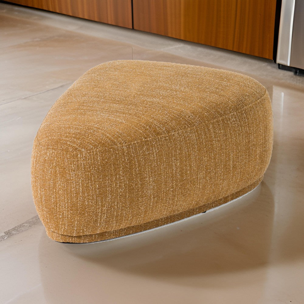 Reno Kini 44 Inch Ottoman River Rock Shape Yellow Polyester Wood Frame By Casagear Home BM317623