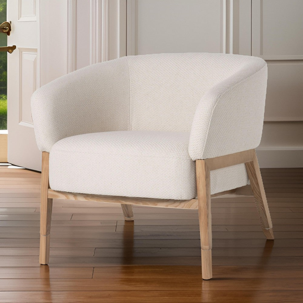 Reno Gis 33 Inch Accent Chair Off White Fabric Foam Solid Wood Frame By Casagear Home BM317625