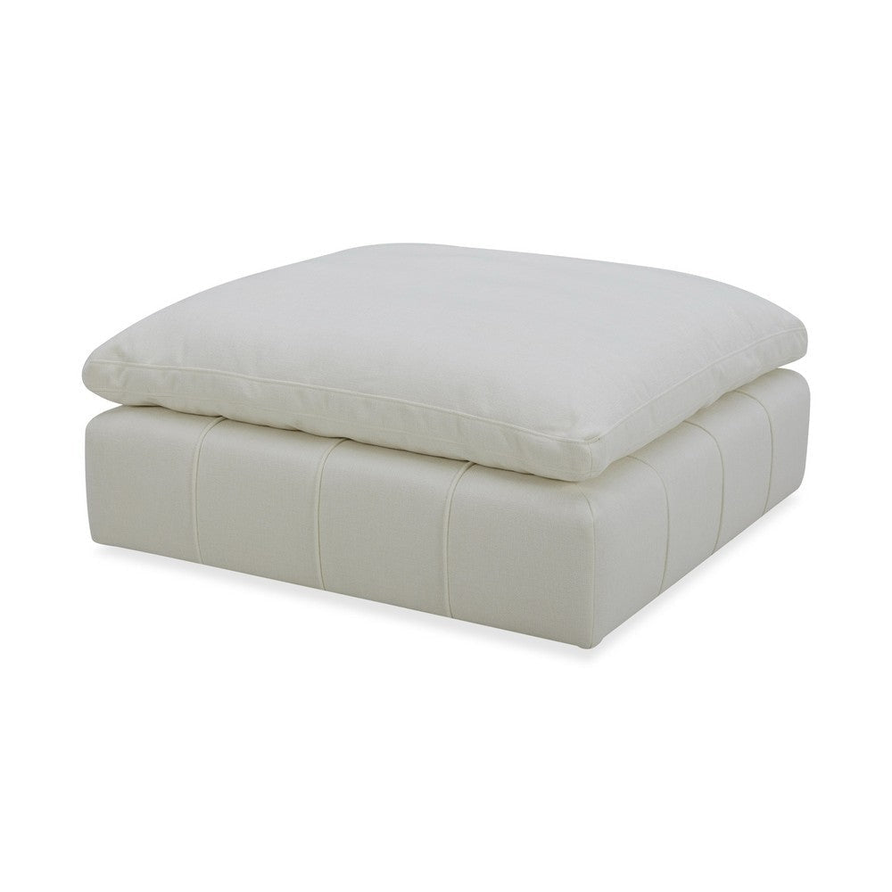 Reno Reya 43 Inch Ottoman, Off White Polyester, Pillow Seat, Solid Wood By Casagear Home