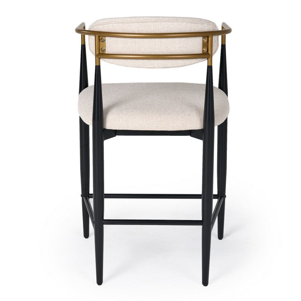 Cid Hita 25 Inch Counter Chair Light Gray Polyester Black Iron Legs Gold By Casagear Home BM317628