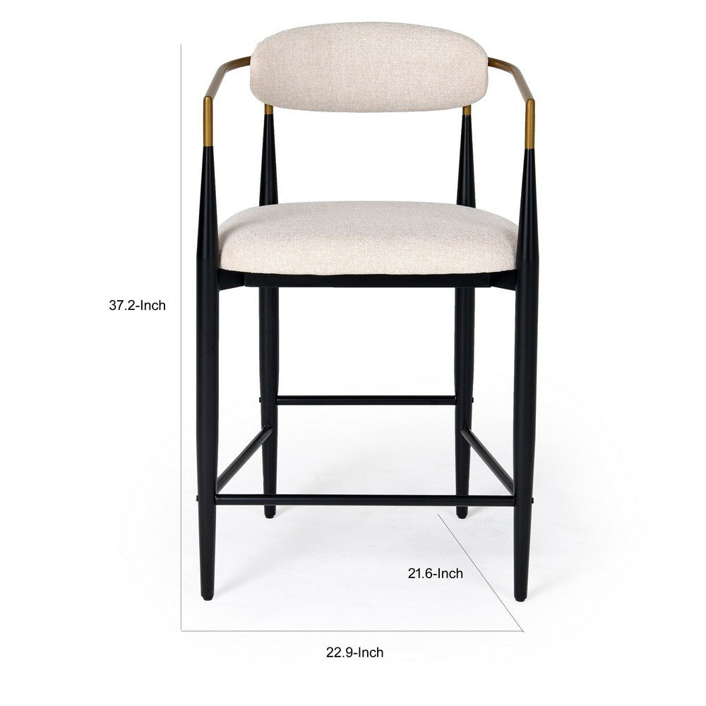 Cid Hita 25 Inch Counter Chair Light Gray Polyester Black Iron Legs Gold By Casagear Home BM317628