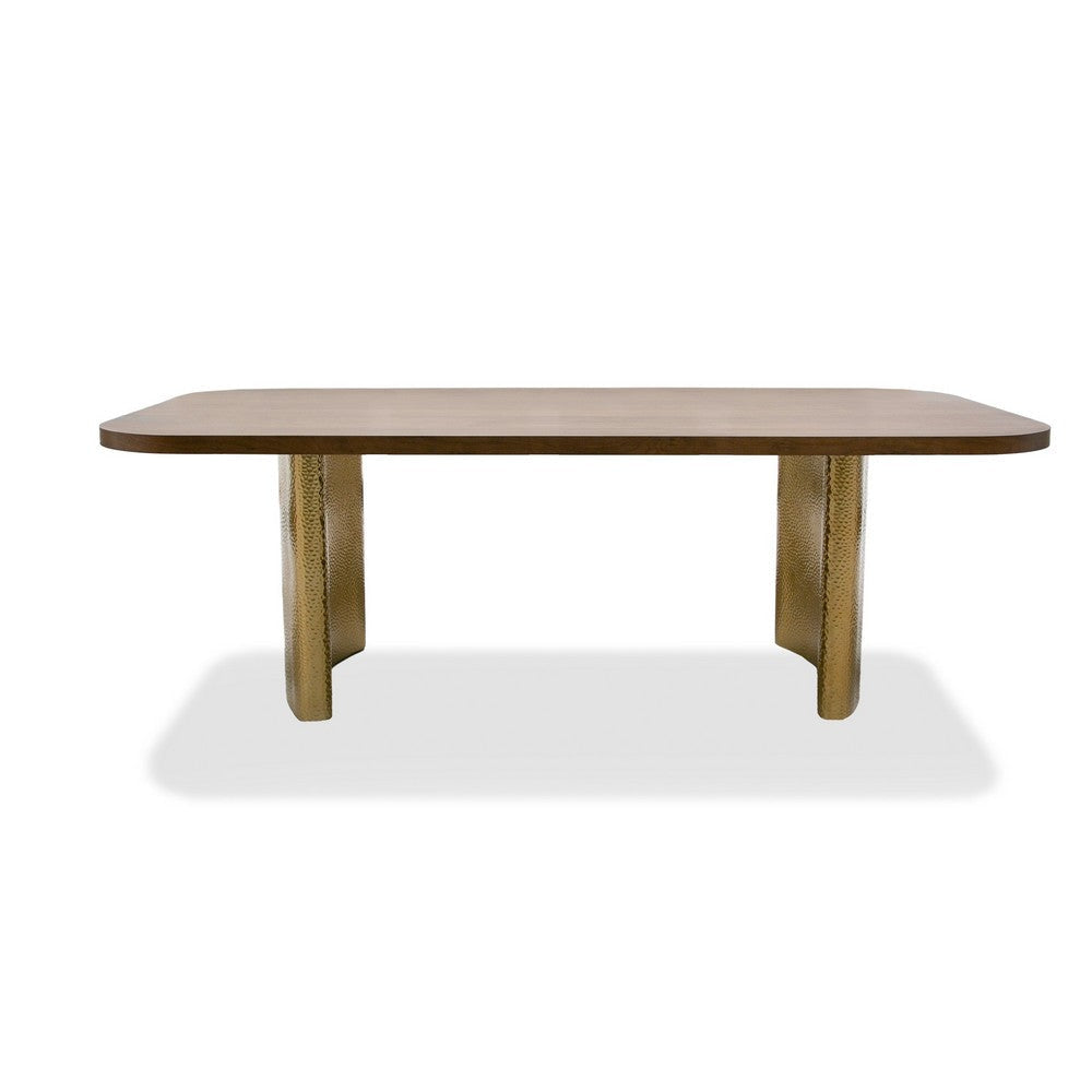 Cid Jorie 87 Inch Dining Table Rectangular Top Walnut Brown Veneer Steel By Casagear Home BM317630