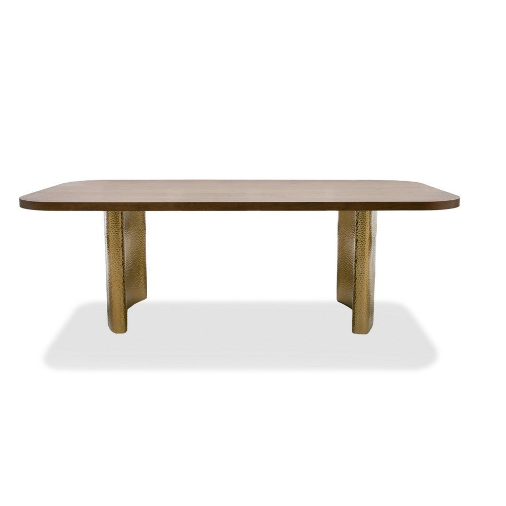 Cid Jorie 87 Inch Dining Table, Rectangular Top, Walnut Brown Veneer, Steel By Casagear Home