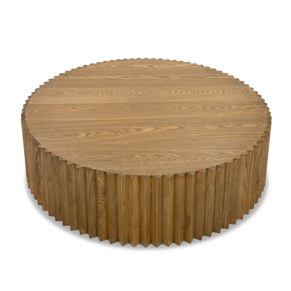 Cid Eliott 39 Inch Coffee Table Round Walnut Brown Solid Poplar Wood Frame By Casagear Home BM317633