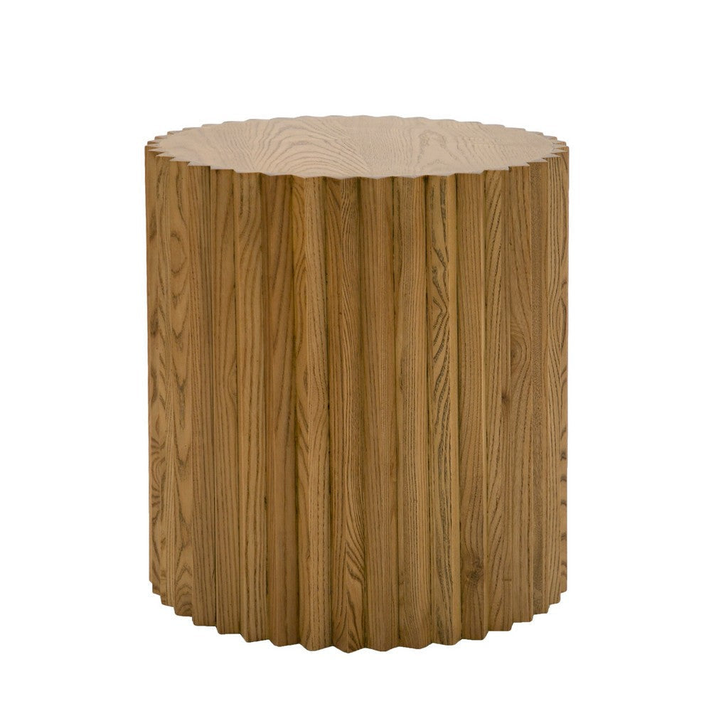 Cid Eliott 20 Inch Side End Table, Round, Walnut Brown Solid Poplar Wood By Casagear Home