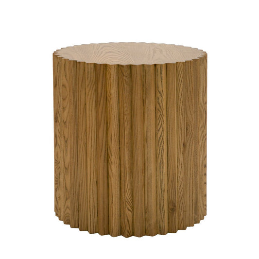 Cid Eliott 20 Inch Side End Table, Round, Walnut Brown Solid Poplar Wood By Casagear Home