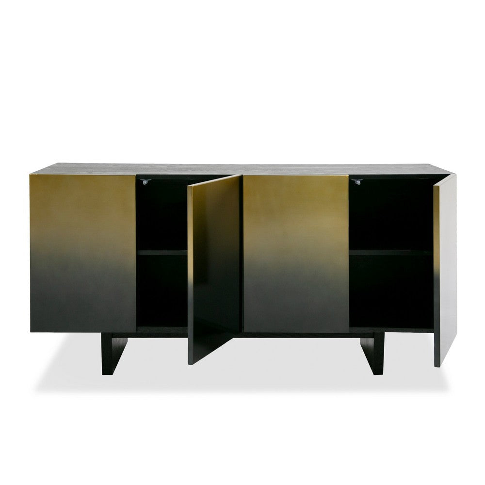 Cid Vito 63 Inch Sideboard Buffet 4 Cabinets Doors Black Ash Wood Steel By Casagear Home BM317635