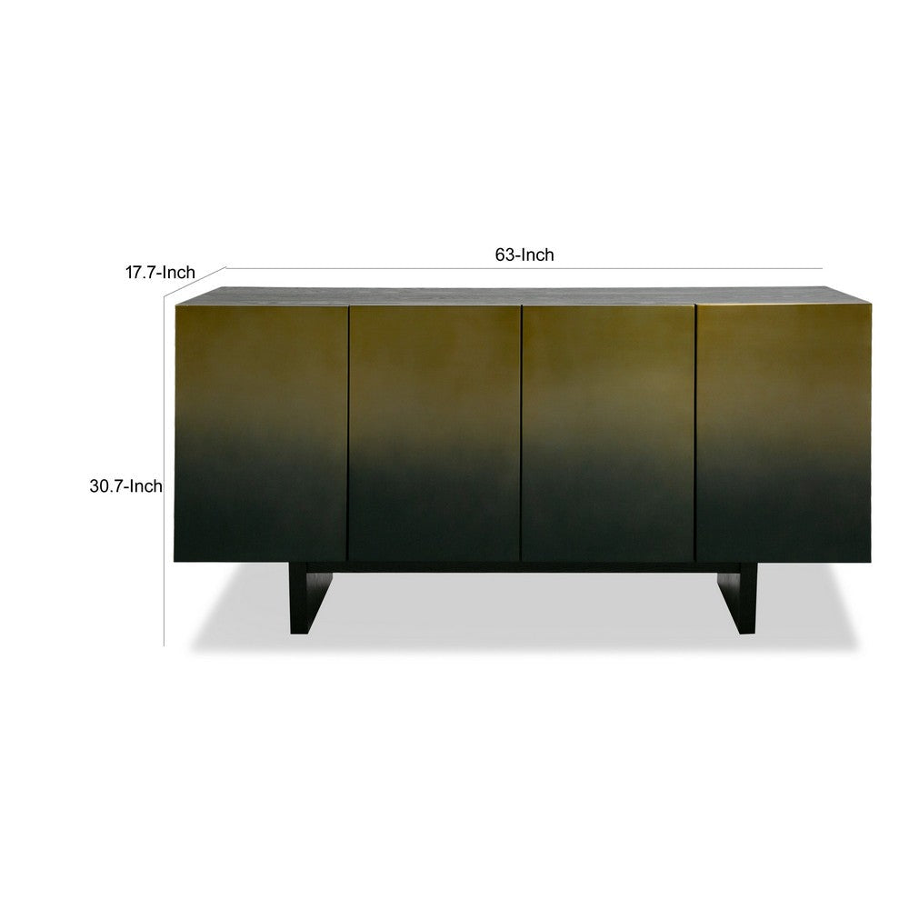 Cid Vito 63 Inch Sideboard Buffet 4 Cabinets Doors Black Ash Wood Steel By Casagear Home BM317635