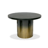 Cid Vito 47 Inch Dining Table Round Top Steel Pedestal Base Black Wood By Casagear Home BM317636