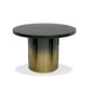 Cid Vito 47 Inch Dining Table, Round Top, Steel Pedestal Base, Black Wood By Casagear Home