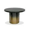 Cid Vito 47 Inch Dining Table, Round Top, Steel Pedestal Base, Black Wood By Casagear Home