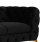 Reno Joni 97 Inch Sofa Tufted Black Velvet Metal Legs in Gold Finish By Casagear Home BM317637