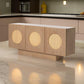 Noe Ohan 70 Inch Sideboard Buffet Console 3 Doors Light Brown Rubberwood By Casagear Home BM317643