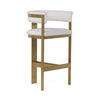 Cid Willow Barstool Chair White Faux Leather Gold Metal Three Leg Base By Casagear Home BM317644