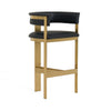 Cid Willow Barstool Chair Black Faux Leather Gold Metal Three Leg Base By Casagear Home BM317645