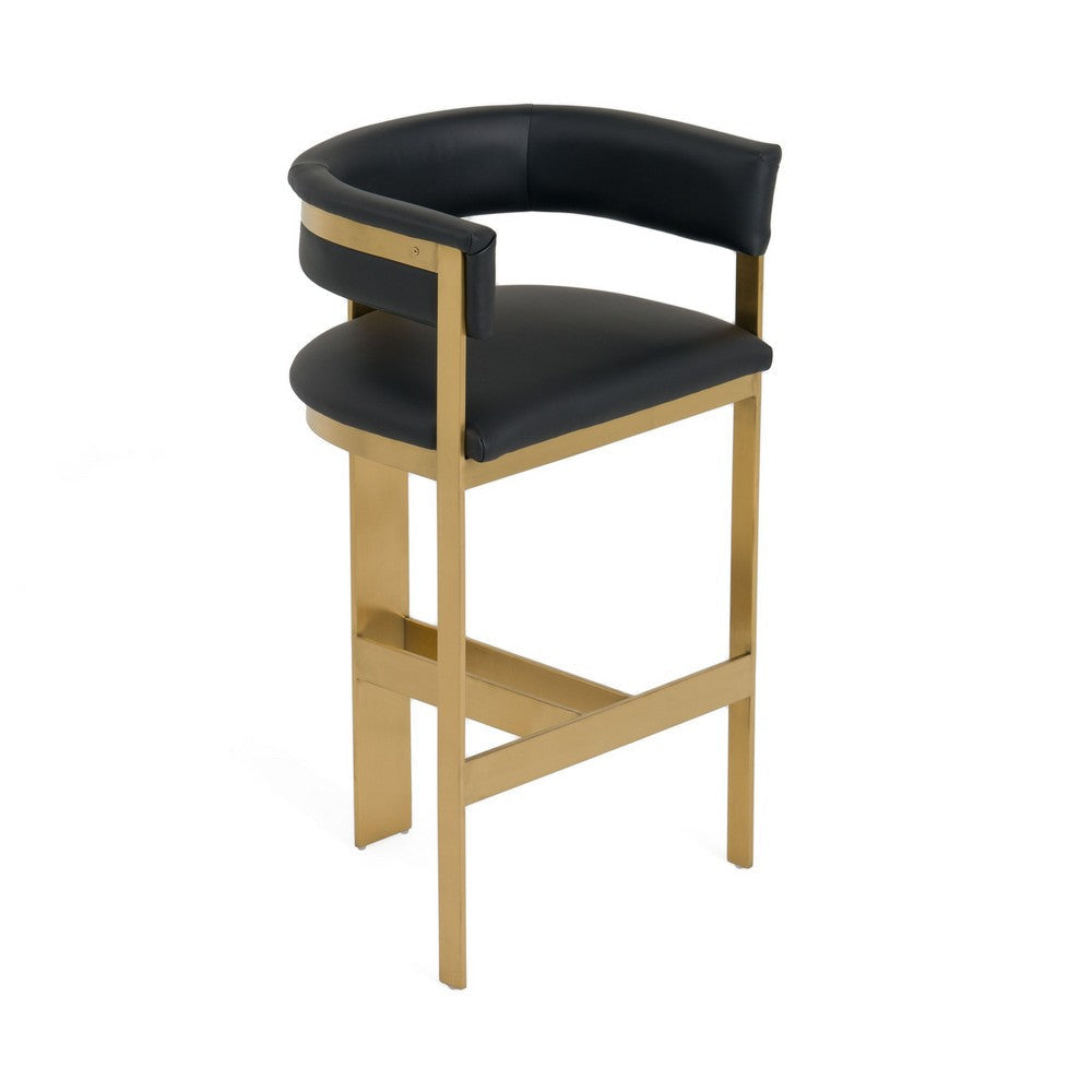 Cid Willow Barstool Chair Black Faux Leather Gold Metal Three Leg Base By Casagear Home BM317645