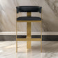 Cid Willow Barstool Chair Black Faux Leather Gold Metal Three Leg Base By Casagear Home BM317645