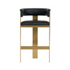 Cid Willow Barstool Chair, Black Faux Leather, Gold Metal Three Leg Base By Casagear Home