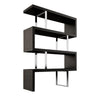 Jue 72 Inch Bookshelf 4 Open Tier Racks Chrome Metal Frame Black MDF By Casagear Home BM317649